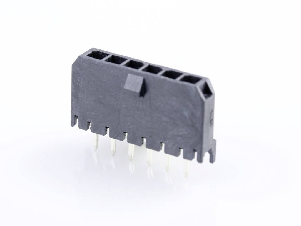 MOLEX 436500627 Micro-Fit 3.0 Vertical Header, 3.00mm Pitch, Single Row, 6 Circuits, with PCB P