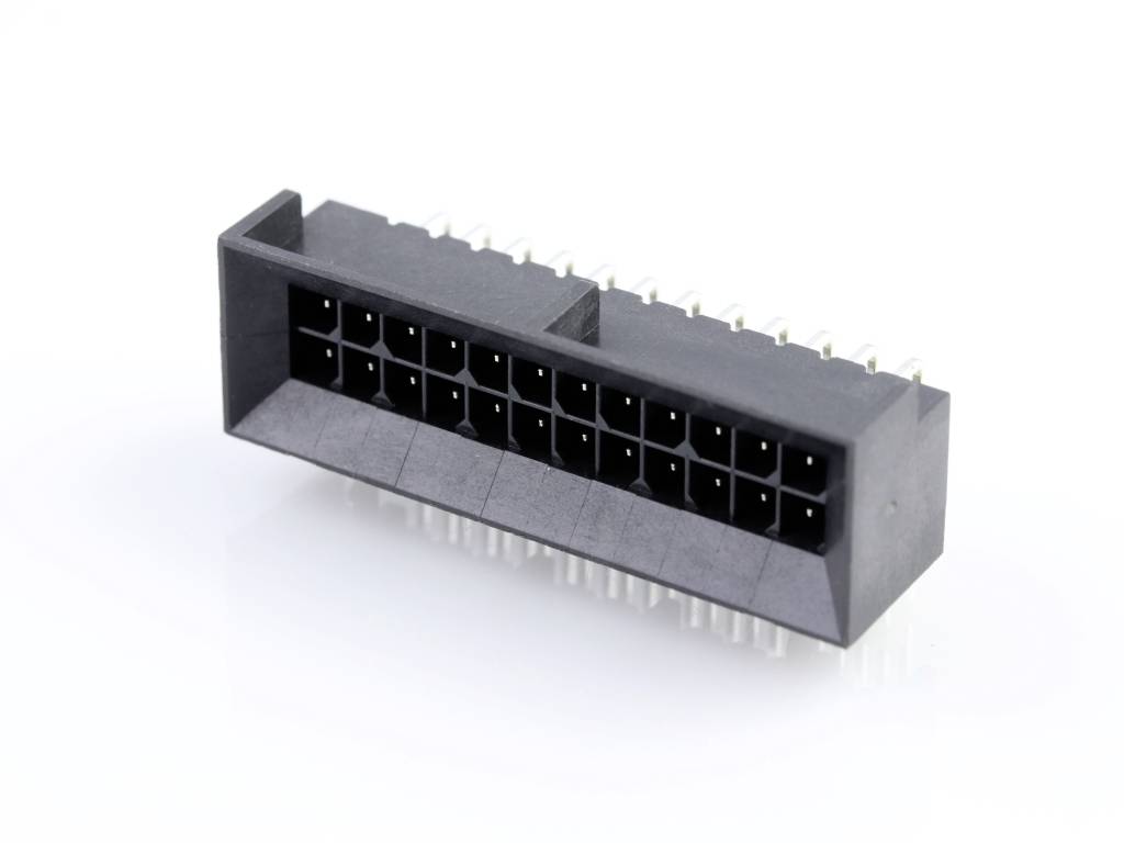 MOLEX 444282401 Micro-Fit BMI Header, Surface Mount Compatible, Dual Row, Right-Angle, with Sna