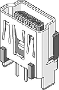 MOLEX 5000751517 Mini USB, B-Receptacle, Vertical, Through Hole Solder Tails and Shell Tabs