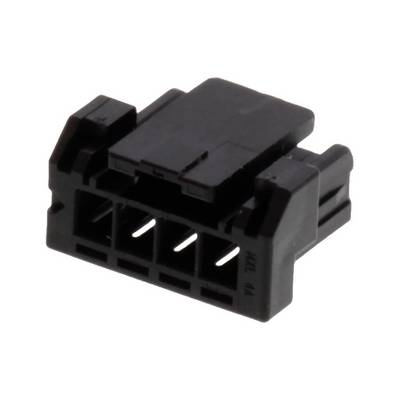 Schwarzer Kunststoffstecker mit sechs rechteckigen Anschlusspunkten, geeignet für elektronische Verbindungen.