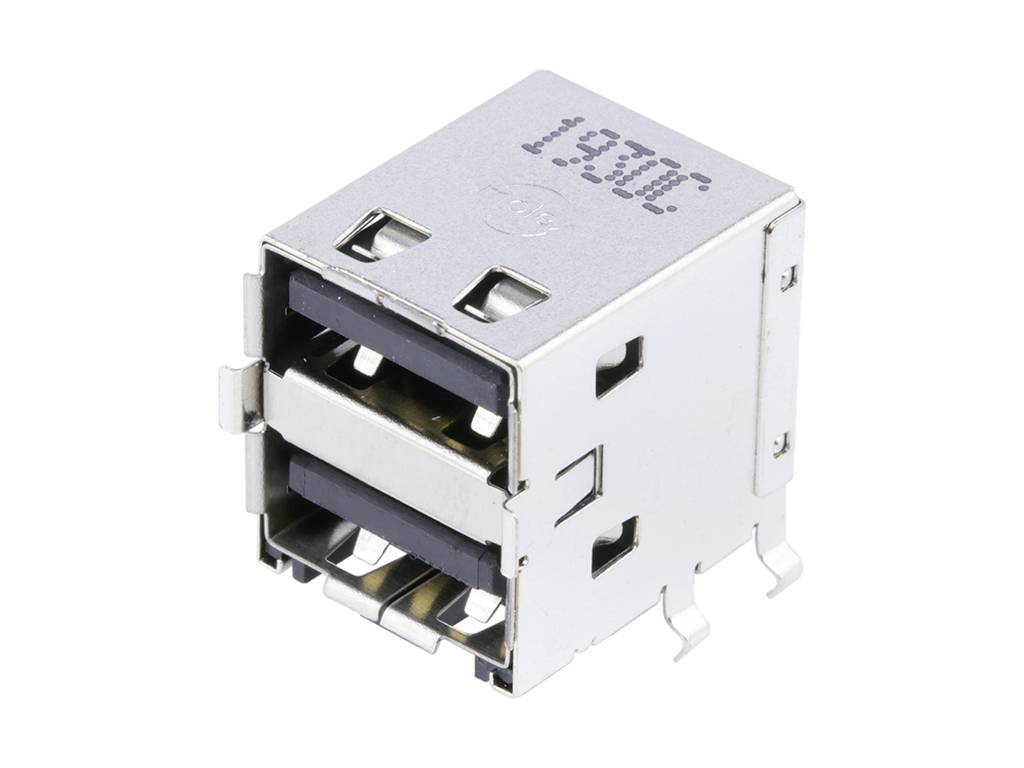 MOLEX 672983090 Universal Serial Bus (USB) Shielded I/O Receptacle, Right-Angle, Dual Stacked,