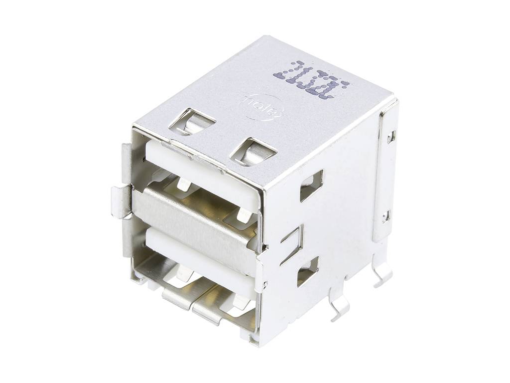 MOLEX 672984091 Universal Serial Bus (USB) Shielded I/O Receptacle, Right-Angle, Dual Stacked,