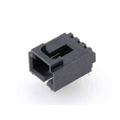 Ein schwarzer Plastikstecker mit rechteckiger Öffnung und metallischen Anschlussstiften, geeignet für elektronische Schaltungen.