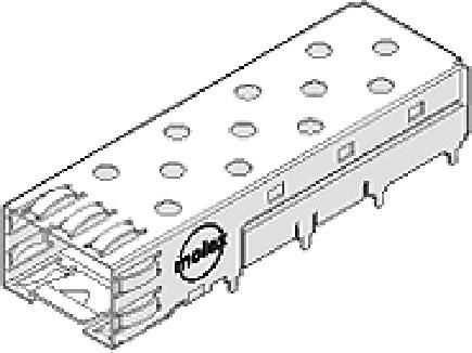 'AMP' Buchse, rechteckig mit vielen kleinen Löchern, an elektronisches Gerät anschließbar.
