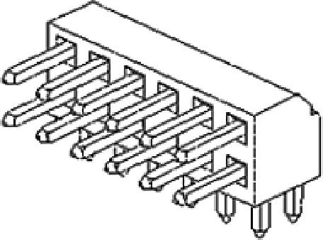 Diagramm eines 90-Grad-Header-Steckverbinders mit zehn Pins, die in zwei Reihen angeordnet sind.