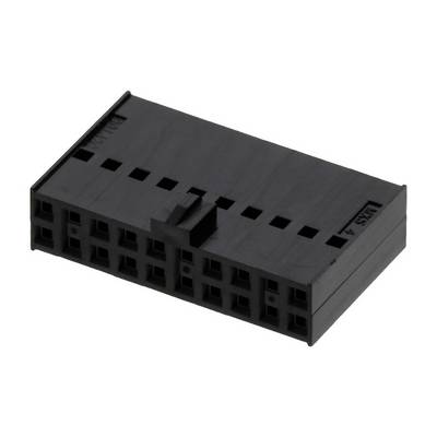 'Schwarzer Kunststoff-Stecker mit mehreren quadratischen Anschlüssen, geeignet für elektronische Verbindungen.'