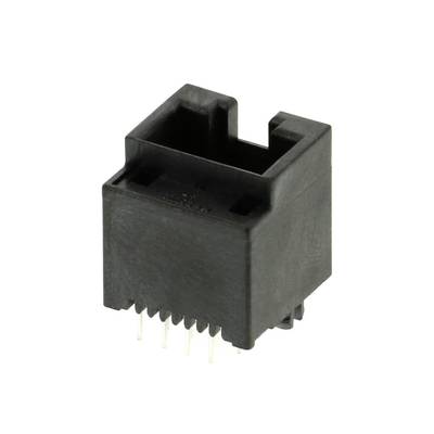 Ein RJ12-Buchsenanschluss mit sechs Pins, typischerweise verwendet für Telefon- oder Netzwerkverbindungen in elektronischen Geräten.