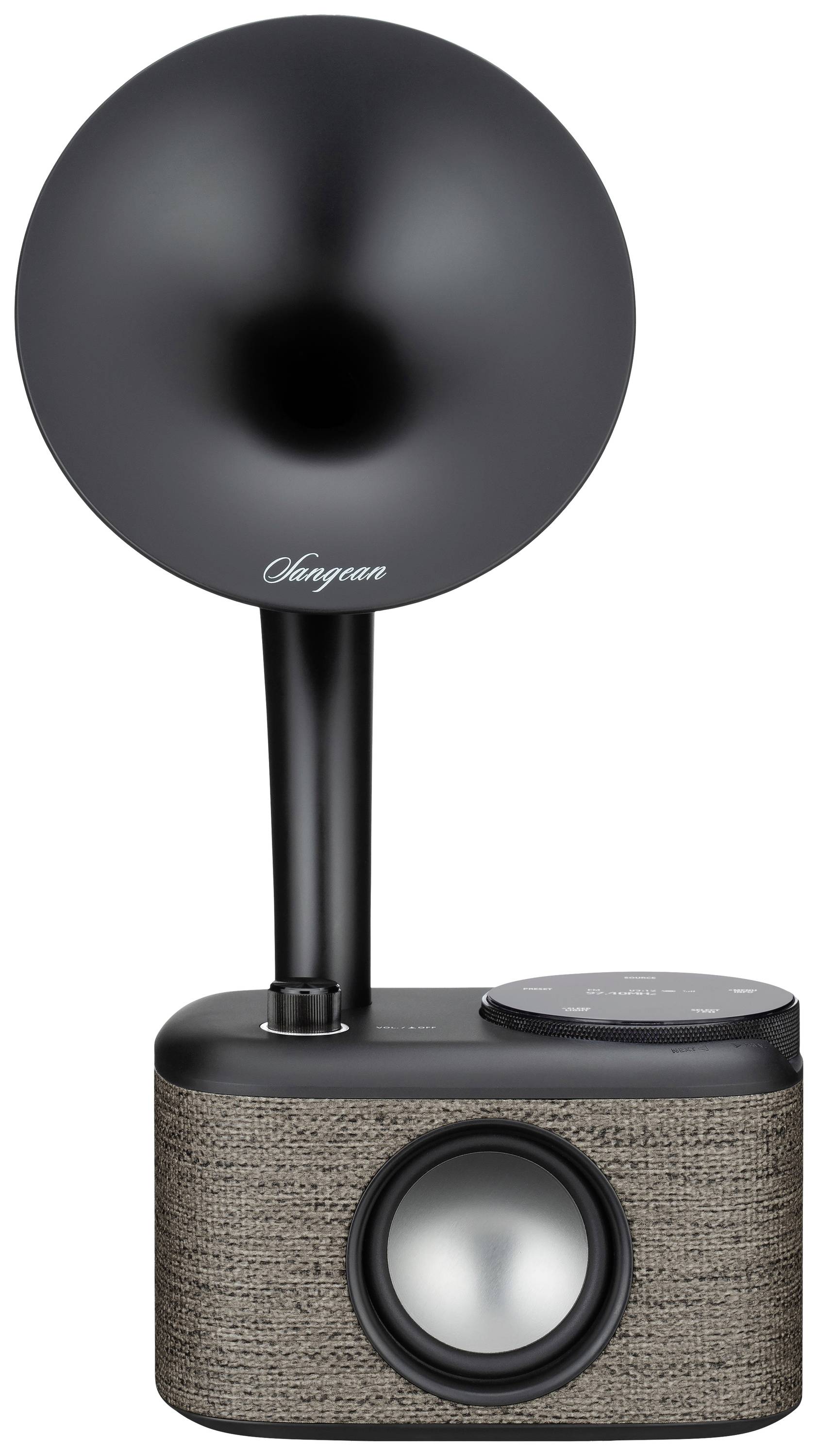 Sangean CP-100D Gramophone Tischradio DAB+, UKW AUX, Bluetooth®, USB Touchscreen, wiederaufladbar Grau-1