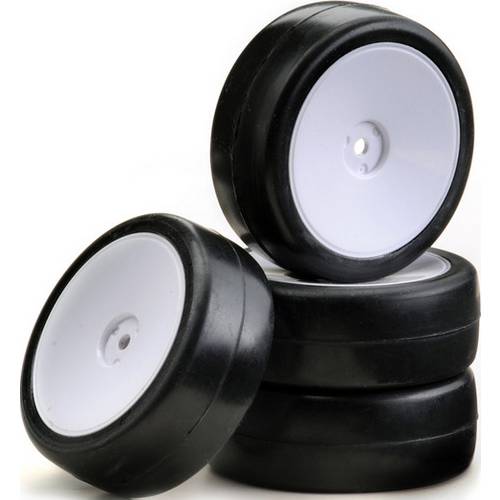 Absima 1:10 Tourenwagen Kompletträder Slick Disk Weiß 4 St.