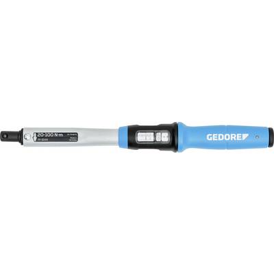 Eine Drehmomentschlüssel mit einem Bereich von '20-100 Nm', ausgestattet mit einem Anzeigeinstrument, gekennzeichnet mit 'GEDORE'.