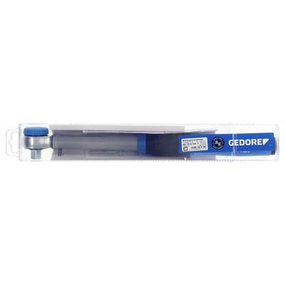 Eine versiegelte Plastikbox, die einen blauen und silbernen Gedore-Werkzeug mit einem Griff enthält.
