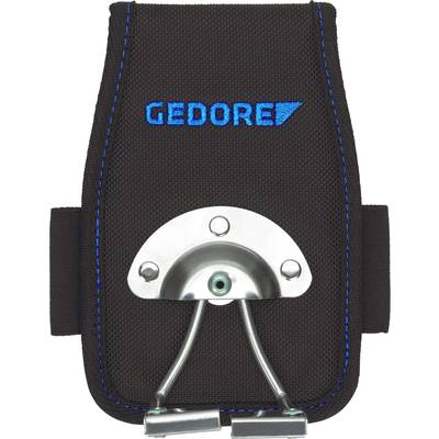 Eine schwarze Werkzeughalterung mit 'GEDORE'-Logo. Aus robustem Material, hat eine Metallbefestigung zum sicheren Aufbewahren von Werkzeugen.
