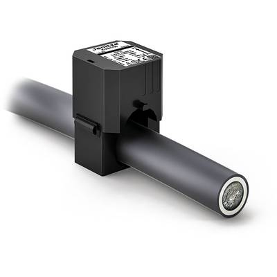 Ein elektronischer Sensor ist an einem schwarzen Rohr angebracht.