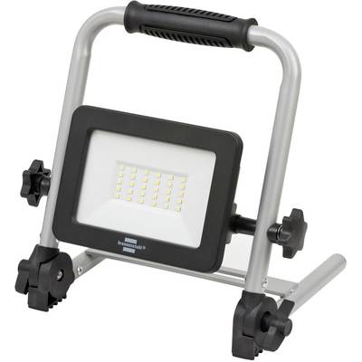 Tragbare LED-Arbeitsleuchte auf einem Metallständer mit verstellbaren Griffen und USB-Stromkabel, dargestellt vor weißem Hintergrund.