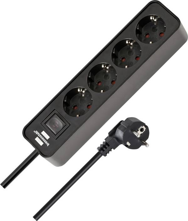 Brennenstuhl 1153240000 Steckdosenleiste mit Schalter 4fach Schwarz Schutzkontakt 1 St.