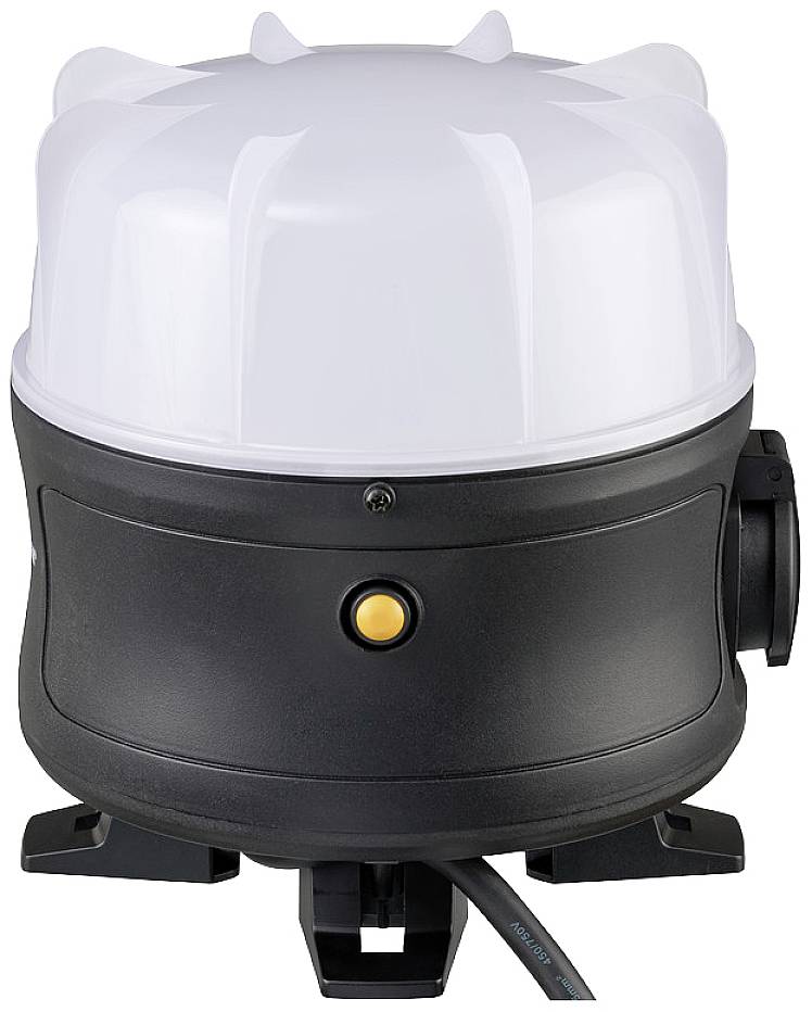 Ein kompakter, zylindrischer Apparat mit schwarzem Gehäuse und weißer, gewölbter Abdeckung, möglicherweise eine Art technisches Gerät.