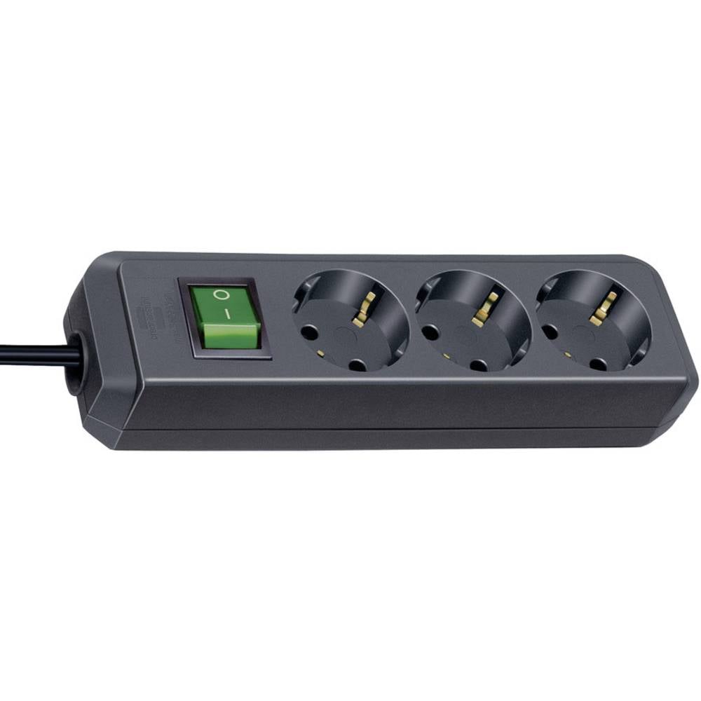 Brennenstuhl Eco-Line extension socket with switch 3-way, black, 1.5m (1152300015)