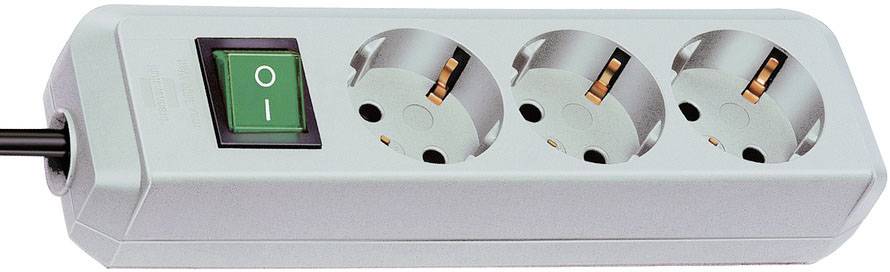 ECO-Line Steckdosenleiste - 3-fach Lichtgrau mit Schalter - 1,5m Zuleitung Anordnung 45°
