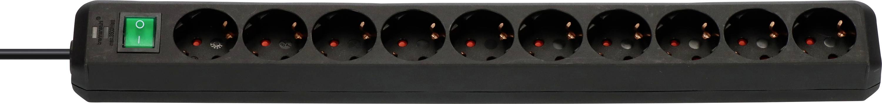 Brennenstuhl 1159300010 Steckdosenleiste mit Schalter 10fach Schwarz Schutzkontakt 1 St.
