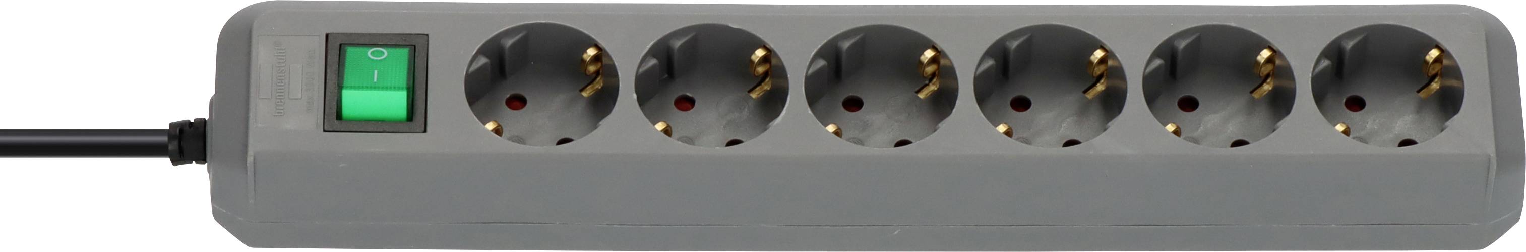 Brennenstuhl 1159540015 Steckdosenleiste mit Schalter 6fach Grau Schutzkontakt 1 St.