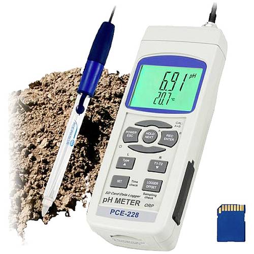 Thumbnail - PCE Instruments pH-Messgerät PCE-228SLUR für Messungen in Schlamm & Erde Messbereich 0,00 … 14,00 pH RS-232