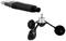 Ein schwarzes, dreischaliges Anemometer liegt neben einem schwarzen Messgerät. Das Anemometer misst Windgeschwindigkeit.