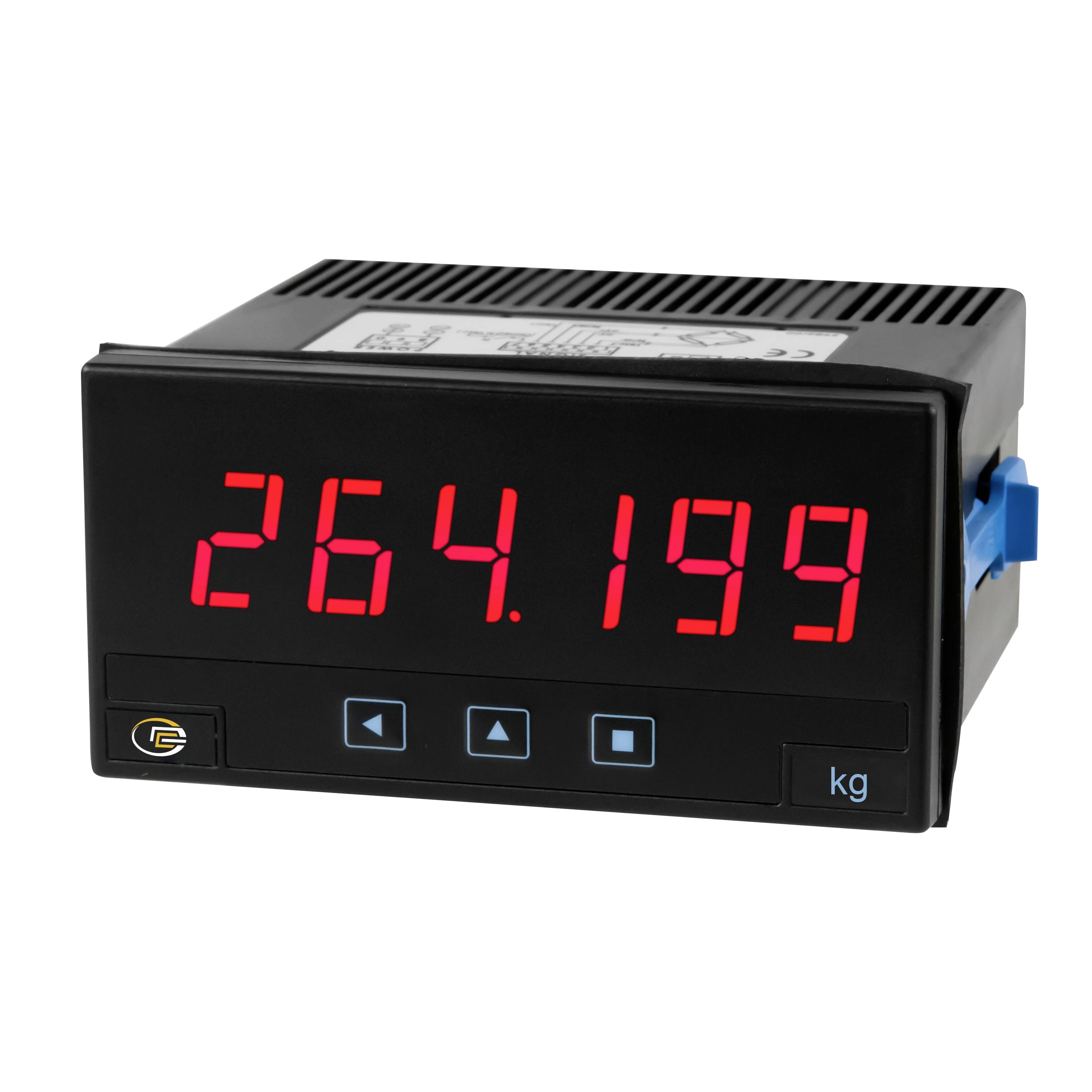 Digitale Gewichtsanzeige mit 264,199 kg in roten LED-Ziffern auf einem schwarzen Bedienfeld