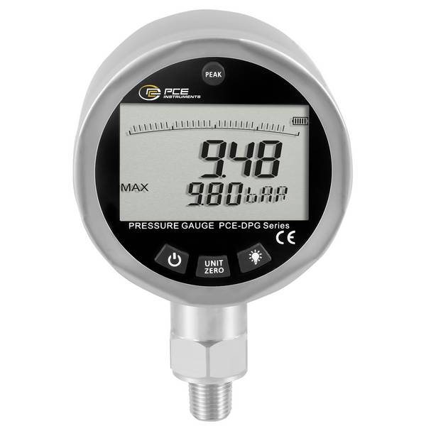 PCE Instruments Druckmessgerät PCE-DPG 10 Wasser & Gase |1,4" NPT Gewindeanschluss |2,5" |Ansprechzeit < 50 ms |digital