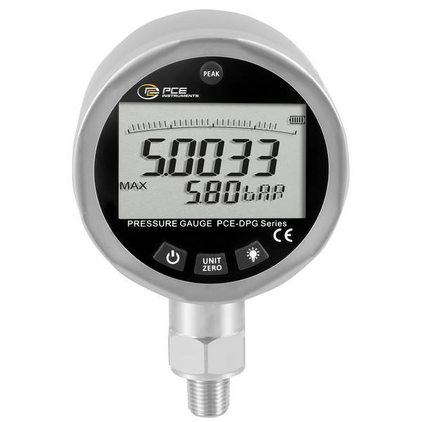 PCE Instruments Druckmessgerät PCE-DPG 6 Wasser & Gase |1,4" NPT Gewindeanschluss |2,5" gr. Display |digital
