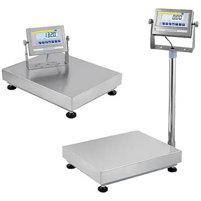 Zwei digitale Industrielwaagen aus Metall. Eine hat ein feststehendes Display, die andere ein abnehmbares. Beide zeigen '0.00' und '13.20'.