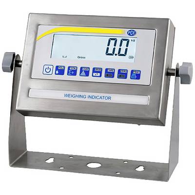 Digitales Anzeigegerät zur Gewichtsbestimmung, zeigt '0.0 kg'. Vorne ist 'Weighing Indicator' aufgedruckt.