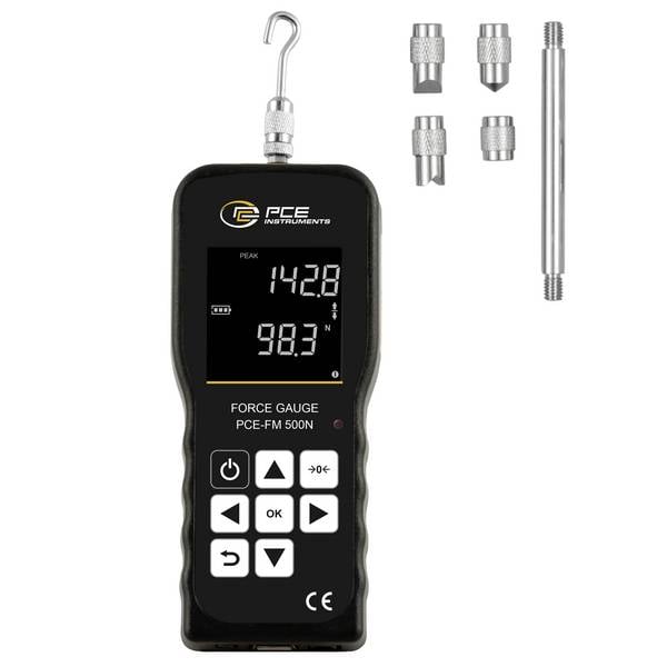 PCE Instruments Kraftmessgerät PCE-FM 500N für Zugkraftmessung + Druckkraftmessung |bis 500 N |inkl. Auswertesoftware