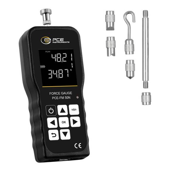 PCE Instruments Kraftmessgerät PCE-FM 50N bis 50 N | Auflösung 0,01 N |verschiedene Messadapter |USB-Schnittstelle
