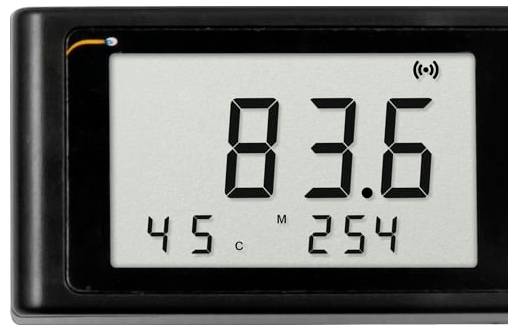 Digitales Thermometer-Display zeigt 83,6 mit 45°C und 25,4 Anzeigen sowie ein Symbol für Funksignal an.