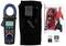 Stromzangen-Multimeter-Kit mit Kabeln, Anleitung, Netzteil und Batterien. Zur Messung elektrischer Parameter und Datenaufzeichnung.