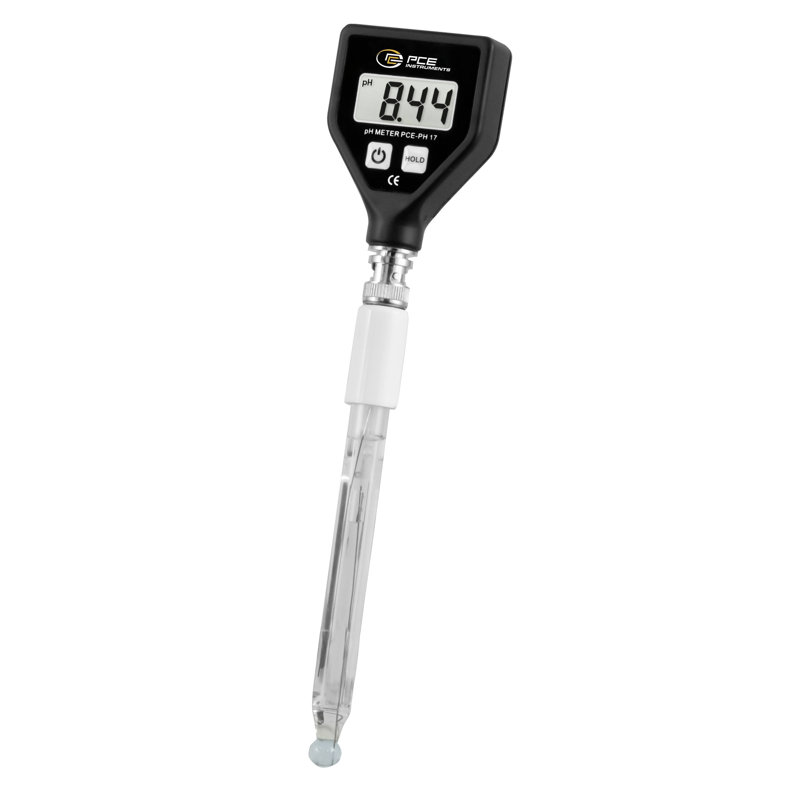 Tragbares digitales pH-Messgerät mit Sonde, das auf seinem Display einen Messwert von 8,94 anzeigt.