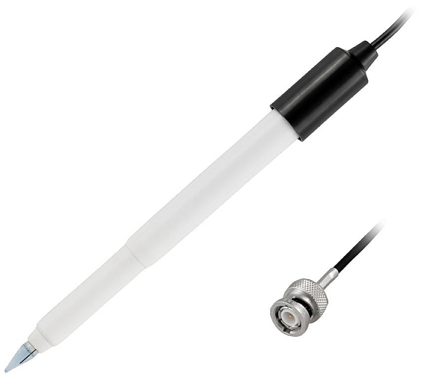 Langer, weißer pH-Sensor mit Kabel und Stecker, geeignet zur Messung von pH-Werten in Flüssigkeiten.