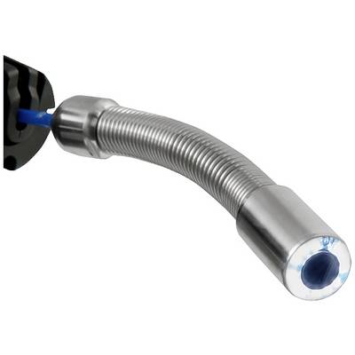 Flexibles Metallschlauchstück mit einer blauen Innenbeschichtung, das für den Anschluss an verschiedene Geräte verwendet wird.