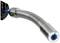 Flexibler Metallschlauch mit geriffelter Oberfläche, verbunden mit schwarzer Kupplung. Der Schlauch zeigt gebogene Form nach rechts.
