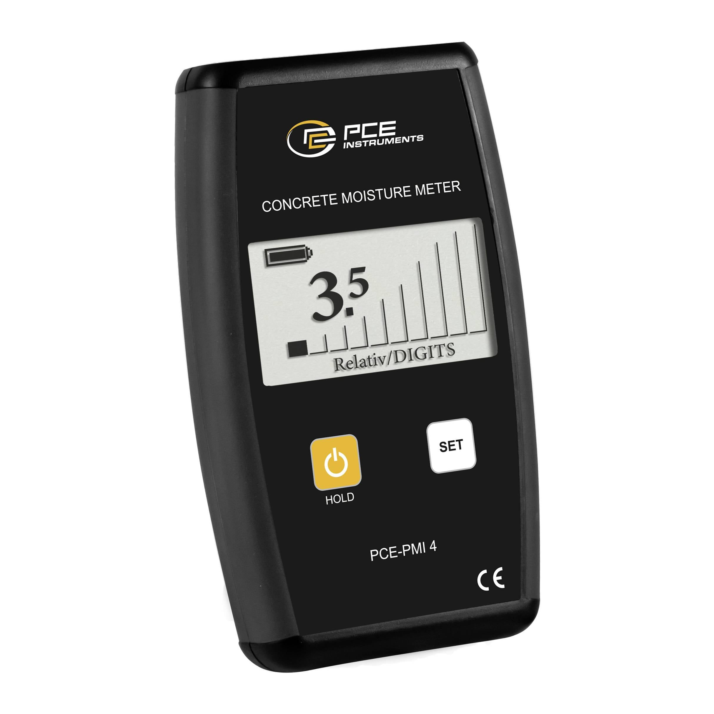 Tragbares PCE-Feuchtemessgerät für Beton mit einer Anzeige von 35 auf seinem digitalen Display.