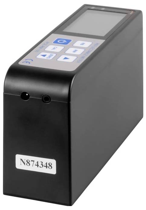 Schwarzes tragbares elektronisches Messgerät mit kleinem Bildschirm und Steuertasten, mit der Bezeichnung N874348 auf der Vorderseite.