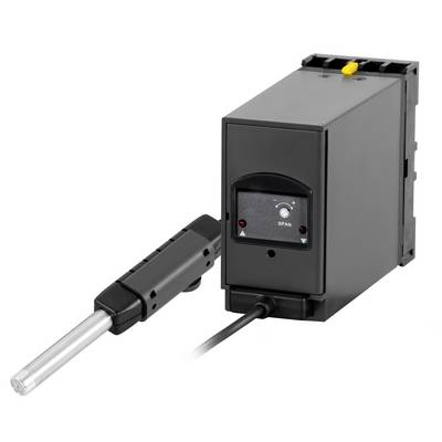 Industrielles Gasdetektor-Modul mit angebrachtem Probensensor und Kabel auf weißem Hintergrund.