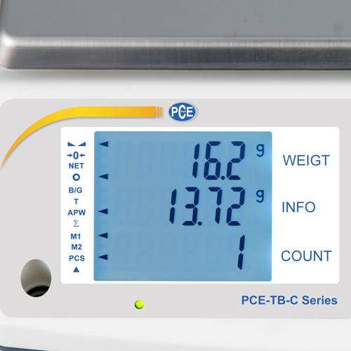 PCE Instruments Zählwaage PCE-TB 15C bis 15 kg |Ablesbarkeit 0,5 g |Stückzählung |Wägeplatte 300 x 210 mm |Edelstahl-3