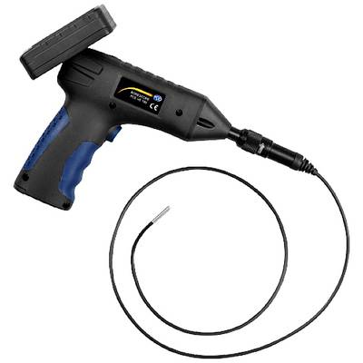 Ein schwarz-blauer Hand-Videoskop mit flexiblem Kabel, geeignet für Inspektionen in schwer zugänglichen Bereichen.