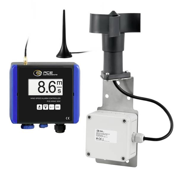PCE Instruments Anemometer PCE-WSAC 50W 230 Messbereich 4...180 km/h |110…230 V AC |Funkübertragung |inkl. Windsensor