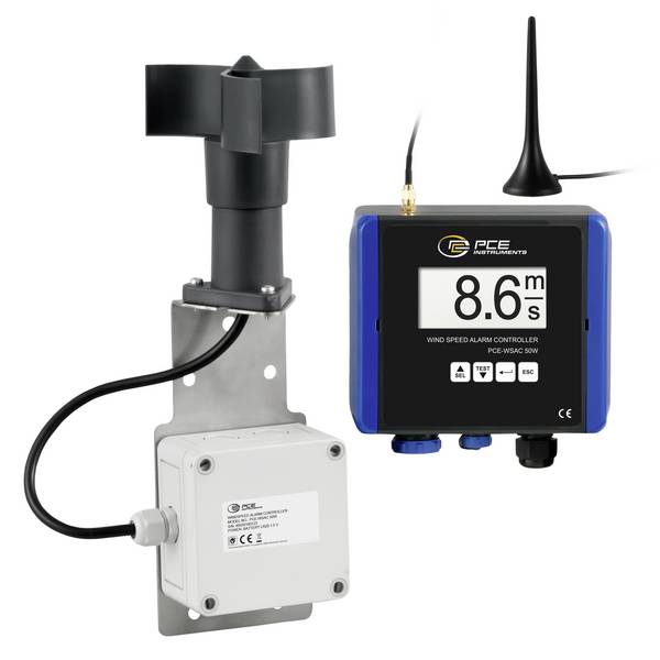 PCE Instruments Anemometer PCE-WSAC 50W 24 Messbereich 4…180 km/h|mph|m/s |24 V DC |Funkübertragung |Alarmrelais |IP65