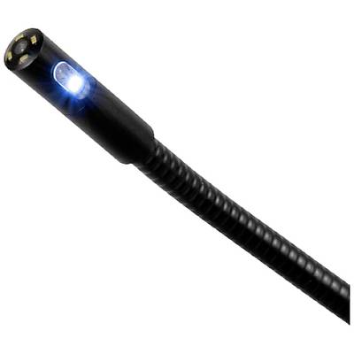 Endoskopkamera mit biegsamem Kabel und eingeschaltetem LED-Licht, geeignet zur Inspektion schwer zugänglicher Bereiche.