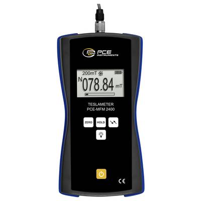 Tragbares PCE-Teslameter-Gerät mit einer Magnetfeldmessung von 078,84 mT auf seinem Display.