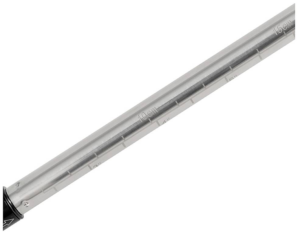 Lineal mit Zentimeterskala, beginnend bei 0 bis 15 cm. Silberne Farbe mit klaren Markierungen für exakte Messungen.