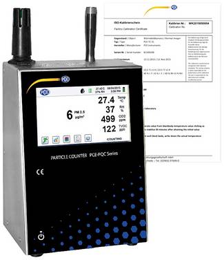 Partikelzähler PCE Instruments PCE-PQC 23EU Temperatur, Luftpartikel, Luftfeuchtigkeit, VOC, CO2 mit Datenloggerfunktion, mit USB-Schnittstelle, mit Temperaturmessfunktion